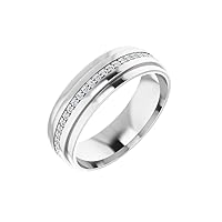 14k White Gold 1/3 Ct Diamond Eternity Wedding Men Gents Band - Size 11.5