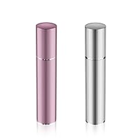 2Pcs 8ml mini perfume travel refillable atomizer cologne sprayer bottle perfume sampler travel essentials for women (Pink&Silver)