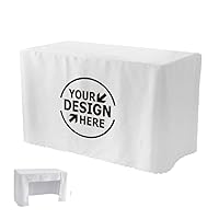 Muka 6 FT Personalized Trade Show Table Cover Open Back, Custom Conference Tablecloth Rectangle Fitted 3 Sided