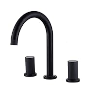 Bathroom Sink Faucet 3 Hole Dual Handle Brass Widespread Bathroom Vanity Lavatory Faucet Modern Deck Mounted Bathroom Mixer Tap with Hot and Cold Water,Black