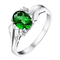 R1165G Classic Style Green Helenite Oval (6x8mm,1.6Ct) Sterling Silver Ring