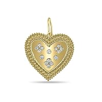 Beautiful Heart Diamond 925 Sterling Silver Charm Pendant,Designer Heart Sterling Silver Diamond Charm,Handmade Pendant Jewelry,Gift