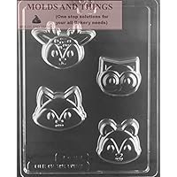 Woodland Animal Squirrel Fox Deer Owl Face Cookie Chocolate Candy Soap Mold