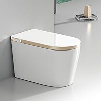 Smart Toilet, Modern Smart Toilet with Automatic Open/Close Lid and Soft-off Technology, Toilet with Auto Flush System and Heated Seat, Multifunctional Toilet with Power off flushing Gloden