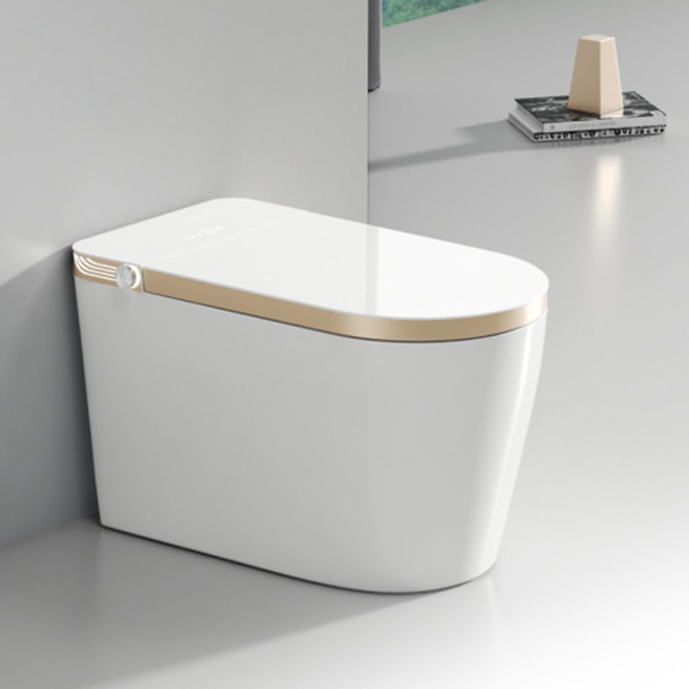 Urparcel Smart Toilet, Modern Smart Toilet with Automatic Open/Close Lid and Soft-off Technology, Toilet with Auto Flush System and Heated Seat, Multifunctional Toilet with Power off flushing Gloden