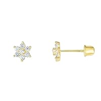 14k Gold Yellow Finish 5mm Polished Post Flower Earrings With Screw Off Clasp Jewelry for Women