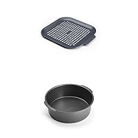 Instant Vortex Official Nonstick Perforated Pizza Pan, Gray & Instant Vortex Official Nonstick Round Cake Pan, Gray