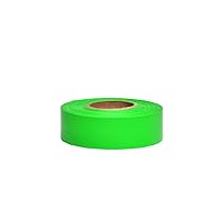 NMC FT22 Fluorescent Flagging Tape - 1.1875 in. x 150 ft., Green, Blank Non-Adhesive Vinyl Marker Tape, 3 mm Thickness