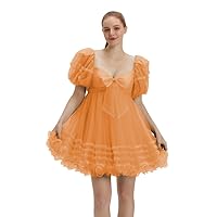 Puffy Tulle Homecoming Dresses for Teens Short Ruffle Prom Dresses A Line Formal Party Gowns
