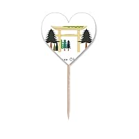 Local Japanese Koyasan Okunoin Toothpick Flags Heart Lable Cupcake Picks