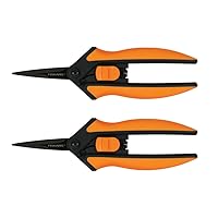 Fiskars Micro-Tip Pruning Snips Garden Clippers - Plant Cutting Scissors with Sharp Precision-Ground Non-Stick Blade - 2-Count