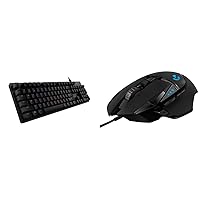 Logitech G512 Mechanical Gaming Keyboard, Carbon/Black & G502 HERO High Performance Wired Gaming Mouse, On-Board Memory, PC/Mac - Black