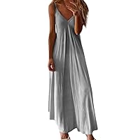 Womens Casual Maxi Dresses Summer Plus Size Long Floor Length Bodycon Flowy Spaghetti Strap Boho Floral Sundress