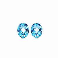 2.75 Cts of 8x6 mm AA Oval Checker Board Matching Loose Swiss Blue Topaz (2 pcs) Gemstones