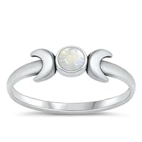 CHOOSE YOUR COLOR Sterling Silver Moon Ring