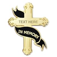 PinMart Engravable Memorial Cross in Memory of Lapel Pin Jewelry