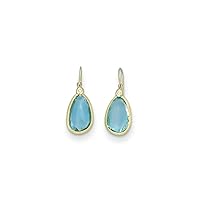 14k Gold Diamond and Blue Topaz Long Drop Dangle Earrings Measures 30.7x13.2mm Wide Jewelry Gifts for Women