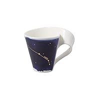 Villeroy & Boch NewWave Stars Mug with Handle, Elegant Cup with Aries Design, Premium Porcelain, Dishwasher Safe, White/Blue, 300 ml