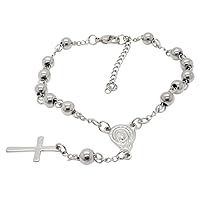Stainless Steel Beads Rosary Bracelet Vintage Christ Crucifix For Cross Wristband Chain Bracelets For Men Women Rosary Bracelet For Women Handmade