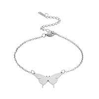 EUEAVAN Simple Butterfly Charm Bracelet Good Luck Animals Anklet Cute Delicate Bangle Friendship Stainless Steel Jewelry Girls Women