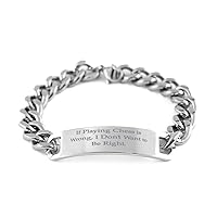 Unique Chess, If Playing Chess is Wrong, I Don't Want to Be Right, Useful Holiday Cuban Chain Bracelet for Friends