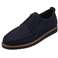 Men's Navy Blue Big Size Handmade Genuine Nubuck Loafer Shoes Classic Casual Shoes Comfortable Loafers Lace Up Boat Shoes