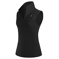 JACK SMITH Women's Sleeveless Golf Tennis Shirts Dry Fit V-Neck Lapel Collar Sports Active Tank Tops