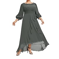 Lace Plus Size Mother of The Bride Dresses Scoop Evening Formal Dress Long Sleeves