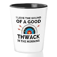 Archery Shot Glass 1.5oz - Thwack in the morning - Archery Shot Trainer Crossbow Compound Bow Hunting Arrow