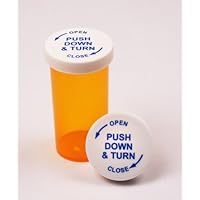 Pharmacy Prescription Vials, Amber Child Resistant Medicine Bottle, 13 Dram Push Down Caps, Caps Included, Pack of 320 (Pill Container, Pharmacy Bottle, Pharmacy Container) by Sponix