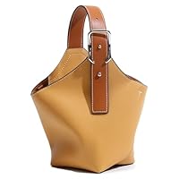 Genuine Leather Soft Bucket Bag for Women, Stylish Adjustable Top Handle Handbag Satchel Daily Shopping Shoulder Bags