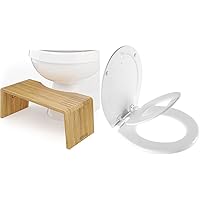 Squatty Potty Oslo Folding Bamboo Toilet Stool – 7 Inches, Collapsible Bathroom Stool & Mayfair 888SLOW 000 NextStep2 Toilet Seat with Built-in Potty Training Seat, Slow-Close