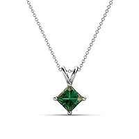 Princess Cut Lab Created Alexandrite 1 1/4 ct Double Bail Women Solitaire Pendant Necklace. Included 16 Inches Chain 14K Gold