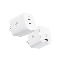 Spigen GaN 452 Total 45W 2 Ports GaN III Tech Dual USB C Wall Charger PD 3.0 Charging Block and USB C Charger, Spigen 27W Wall Charger, 25W Super Fast Charger Type C, USB-C PD PPS Charging