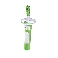 MAM Massaging Brush for Baby's Oral Care, Baby Training Toothbrush with Safety Shield, Perfect for Baby's First Toothbrush, Dental Care, Green