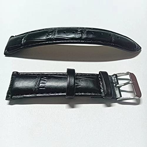 Bamboo grain Watchbands Correas de piel tipo cocodrilo; Eache clásica, Universal Watch Bracelet Leather Watch Straps Quick Release Black 18mm Calf Leather Strap