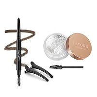 2-in-1 Eyebrow Pencil and Eyebrow Gel Kit - Dark Brown Brow Pencil with Triangular Tip, Dual-Sided Brow Brush with Hair Clips,Brow Gel Makeup with Long-Lasting, Waterproof, Smudge-Proof Formula