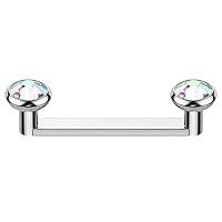 16G Staple Barbell Flat Titanium Surface Piercing Jewelry Internally Threaded Surface Barbell w/Flat Bezel Crystal Staple Surface Piercing Barbell 1/2 Inch (12mm)
