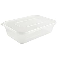 GP Globe Packaging 50 x Plastic 650ml Microwave Food Takeaway Containers with Lids - BPA Free, Stackable, Airtight, Reusable, Recyclable, Dishwasher & Freezer Safe - for Meal Prep & Food Storage Use