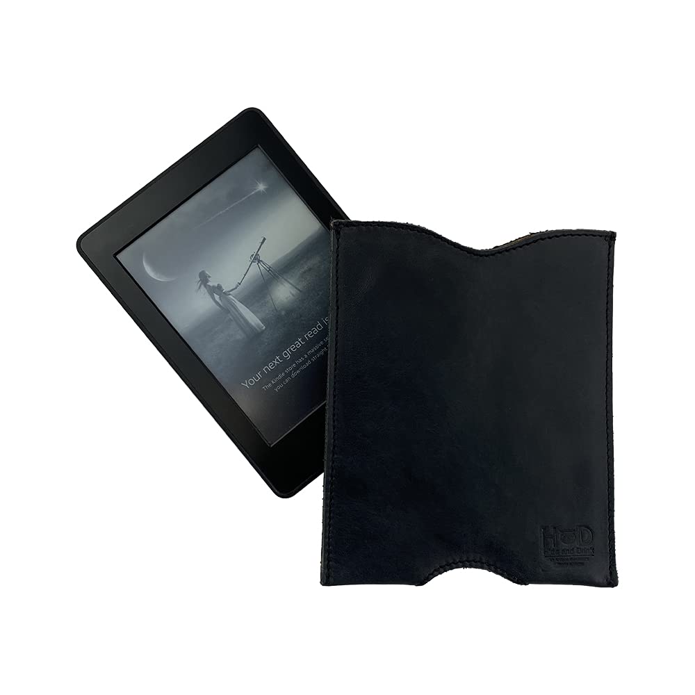 Durable Leather Sleeve for Kindle Paperwhite/Kindle Voyage/All-New Kindle(8th Gen, 2016) / Kindle Oasis 6-Inch E-Reader Handmade by Hide & Drink :: Charcoal Black