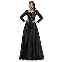 Womens Sequined Sweetheart Long Sleeves Mother of Bride Dresses A Line Bridesmaid Evening Dress