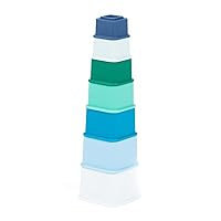 Bella Tunno Happy Stacks - Baby Stacking Cups, Montessori Silicone Baby Toys for Playtime and Development, Fun Educational Toys for Gross Motor Skills, Sorting, Counting and More, Cool Blue