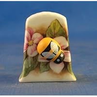 Porcelain China Collectable Thimble -- Cameo Bee on Flower