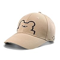Unisex Bear Embroidery Baseball Cap,K-pop Boys & Girls Outdoor Hat, Hip-Hop Cap for Men Women, Korean Dad Hat, Mom Cap(Khaki)