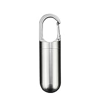 Waterproof Stainless Steel Mini Sealed Storage Medicine Pill Box with Hang Buckle for Outdoor Travel,large