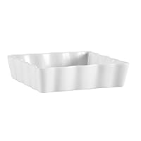 CAC China Porcelain Square Fluted Quiche Baking Dish, 6-Inch, Super White, Box of 36