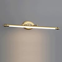 LED Brass Mirror Front Lamp Linear Bathroom Light Fixture, Copper Bar Over Mirror Lighting Fitting, Adjustable Vanity Wall Sconce Mirror Lamps for Bath Washroom Dresser
