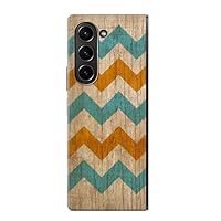 R3033 Vintage Wood Chevron Graphic Printed Case Cover for Samsung Galaxy Z Fold 5