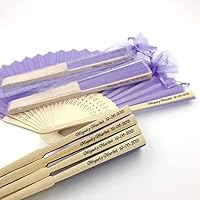 Personalized Rustic Western Wedding Fans - Party Favors & Fans,Handheld Paper Fans Paper Folding Fans with Bamboos for Wedding Gift, Party, Home, DIY,Bride (Purple,24pcs)