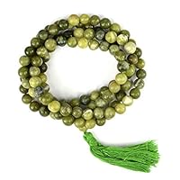 Geode Presents Natural Serpentine Mala Semi Precious Crystal Stone 8 Mm 108 Beads Jap Mala for Reiki Stones (Color : Green) #Aport-760